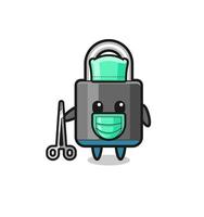 surgeon padlock mascot character vector