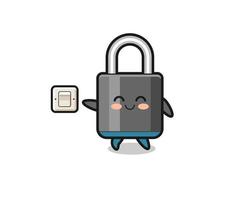 cartoon padlock is turning off light vector