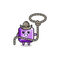 the purple gemstone cowboy with lasso rope vector