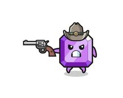 the purple gemstone cowboy shooting with a gun vector
