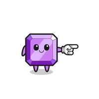 purple gemstone mascot with pointing right gesture vector