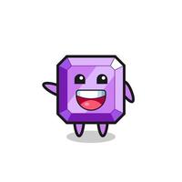 happy purple gemstone cute mascot character vector