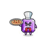 personaje de piedra preciosa púrpura como mascota del chef italiano vector