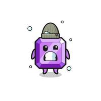 cute cartoon purple gemstone with shivering expression vector