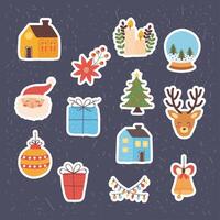 trece iconos de vacaciones de navidad vector