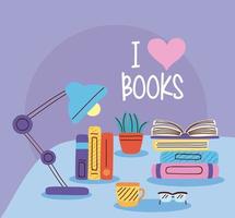 i love books vector