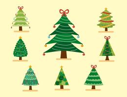 eight christmas trees icons vector