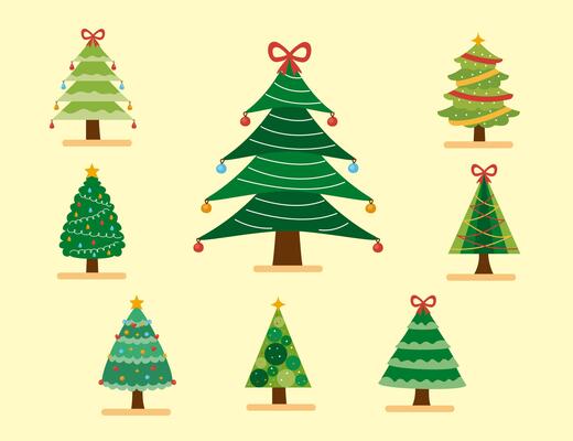 eight christmas trees icons