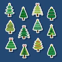 twelve christmas trees icons vector