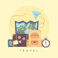 travel lettering and icons vector