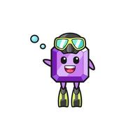 the purple gemstone diver cartoon character vector