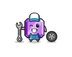 the purple gemstone character as a mechanic mascot vector