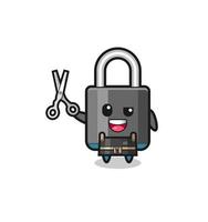 padlock character as barbershop mascot vector