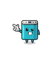 power bank mascot pointing top left vector