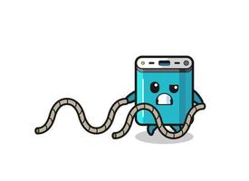 illustration of power bank doing battle rope workout vector