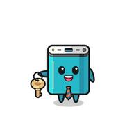 cute power bank as a real estate agent mascot vector