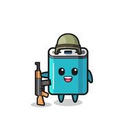 cute power bank mascot as a soldier vector