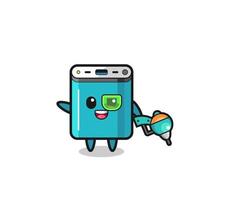 power bank cartoon as future warrior mascot vector