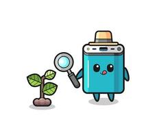 cute power bank herbalist researching a plants vector