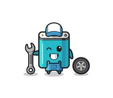 the power bank character as a mechanic mascot vector