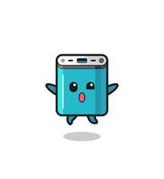 power bank character is jumping gesture vector