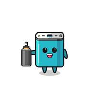 the cute power bank as a graffiti bomber vector