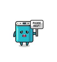 cute power bank hold the please help banner vector