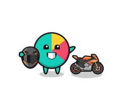 cute chart cartoon as a motorcycle racer vector