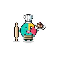 chart as pastry chef mascot hold rolling pin vector