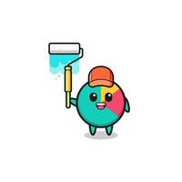 the chart painter mascot with a paint roller vector