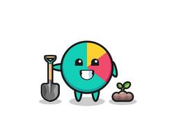 cute chart cartoon is planting a tree seed vector