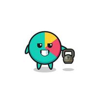 chart mascot lifting kettlebell in the gym vector
