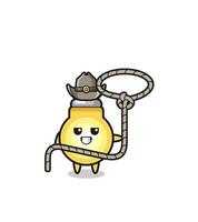 the light bulb cowboy with lasso rope vector