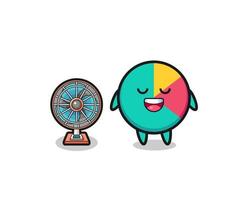 cute chart is standing in front of the fan vector