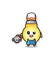 the woodworker light bulb mascot holding a circular saw vector