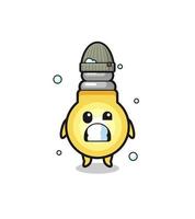 cute cartoon light bulb with shivering expression vector