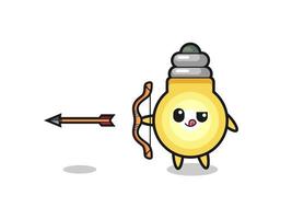 illustration of light bulb character doing archery vector