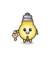 cute light bulb as a real estate agent mascot vector