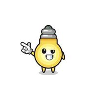 light bulb mascot pointing top left vector