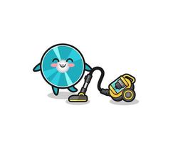 cute optical disc holding vacuum cleaner illustration vector