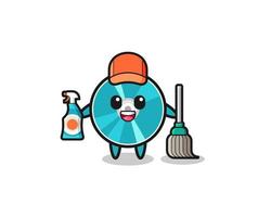 cute optical disc character as cleaning services mascot vector