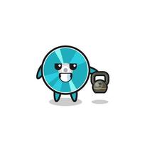 optical disc mascot lifting kettlebell in the gym vector