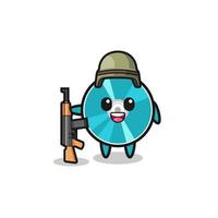 cute optical disc mascot as a soldier vector