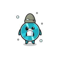cute cartoon optical disc with shivering expression vector