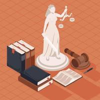 estatua de justicia y libros vector