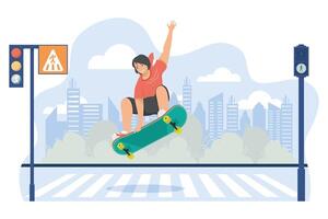 female skater on the street vector