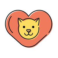 cute little cat mascot in heart vector