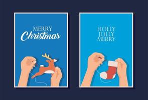 christmas hands doing crafts vector