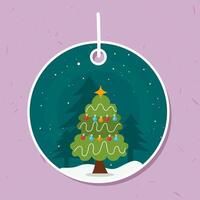 christmas tag pine tree vector