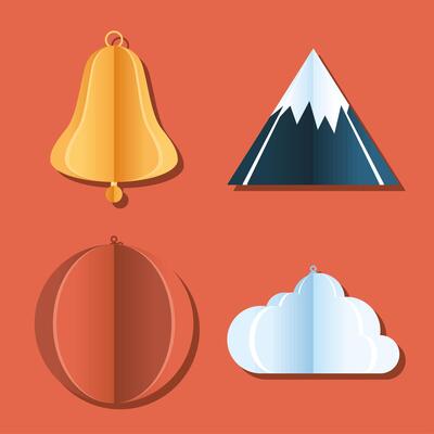 four merry christmas icons